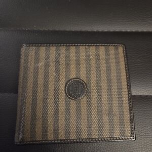  Vintage Fendi Pequin Stripe Bifold Wallet. 